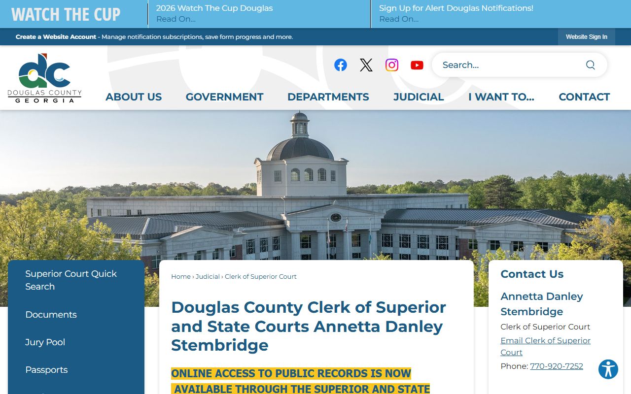 Douglas County court records Clerk of Superior Court access page