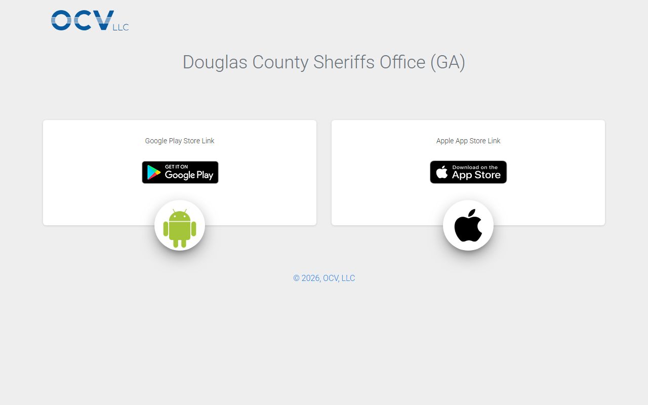 Douglas County Sheriff's Office mobile app page with jail and notification features