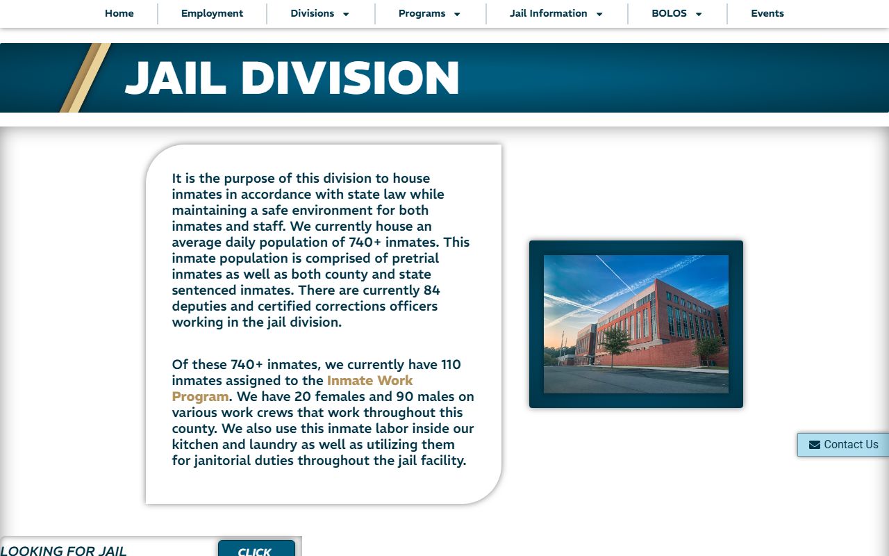 Douglas County Jail Division page with adult detention center information